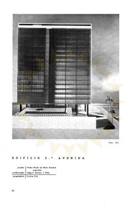 Maquete de projeto [título atribuído]. Fonte: Edifício 5a avenida . Acrópole, São Paulo, ano 22, n.255, p.88, set. 1960.